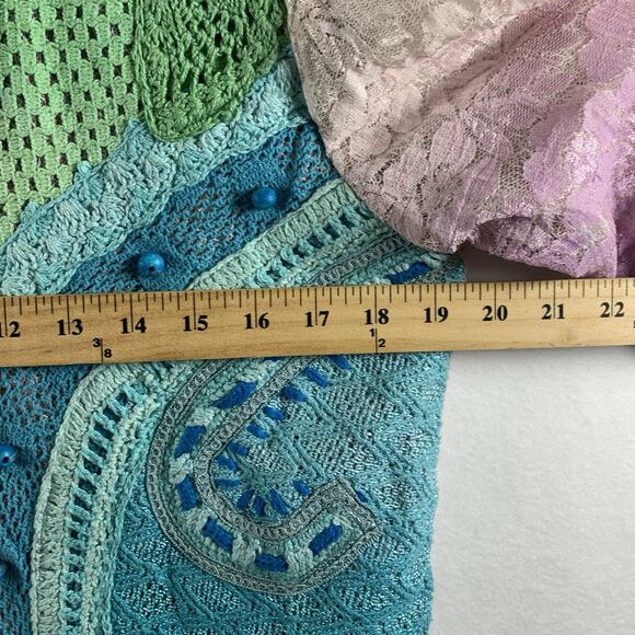 VTG Sandy Starkman Womens Mixed Media Jacket Sz M Pastel Lace Crochet Boho Artsy - Picture 6 of 13